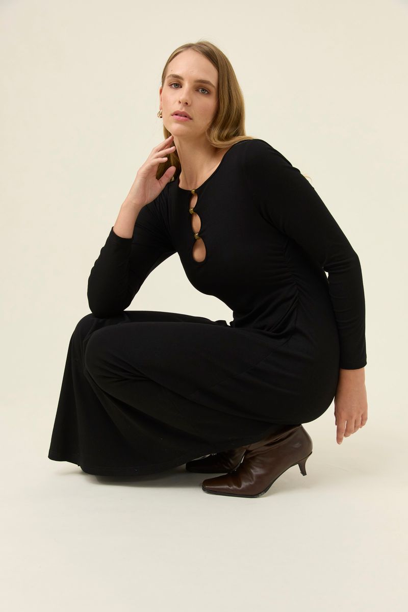 Isle of Mine Women's Black Naria Bead Long Sleeve Midi Dress | Gretel Lane