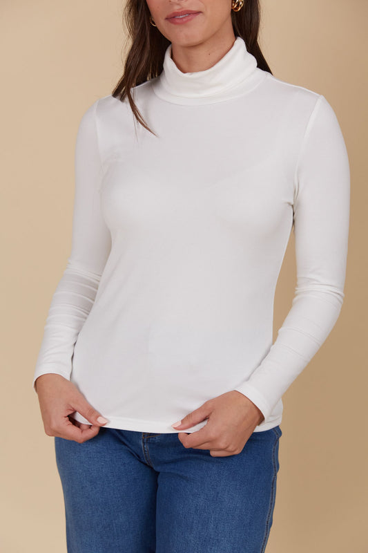 Naria Roll Neck Top (Ivory)