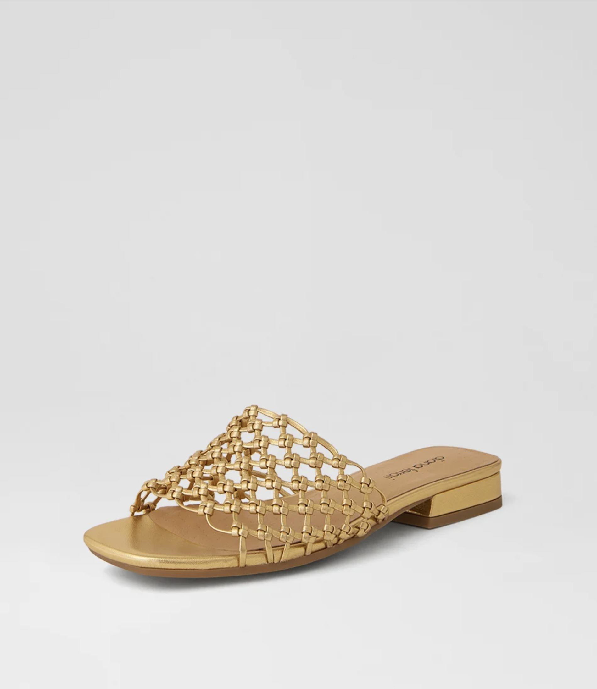 Diana Ferrari Nassa Woven Leather Slide Gold | Women's Footwear | Gretel Lane