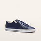 Navy Metallic Women's Leather Sneaker | Gretel Lane