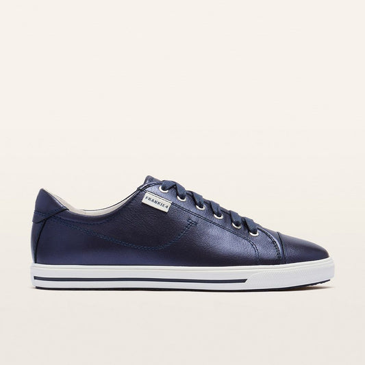 Navy Metallic Women's Leather Sneaker | Gretel Lane