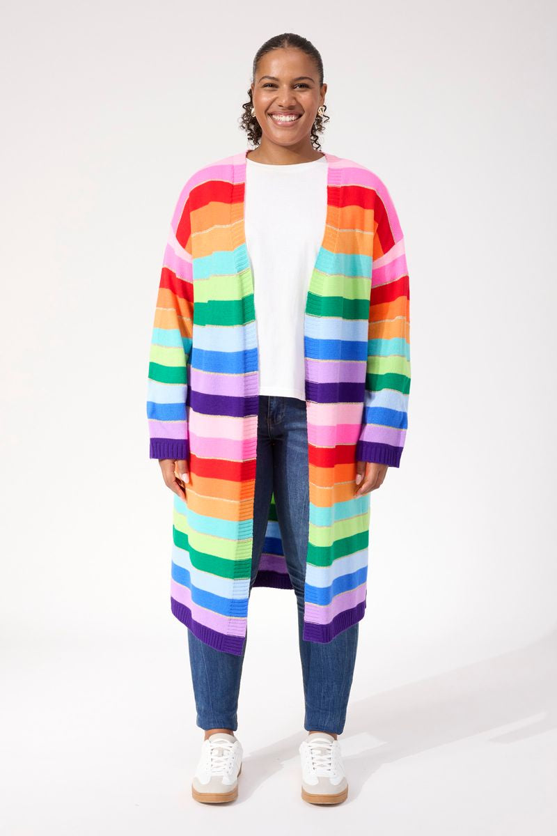 Haven Women's Longline Rainbow Stripe Niseko Cardigan | Gretel Lane
