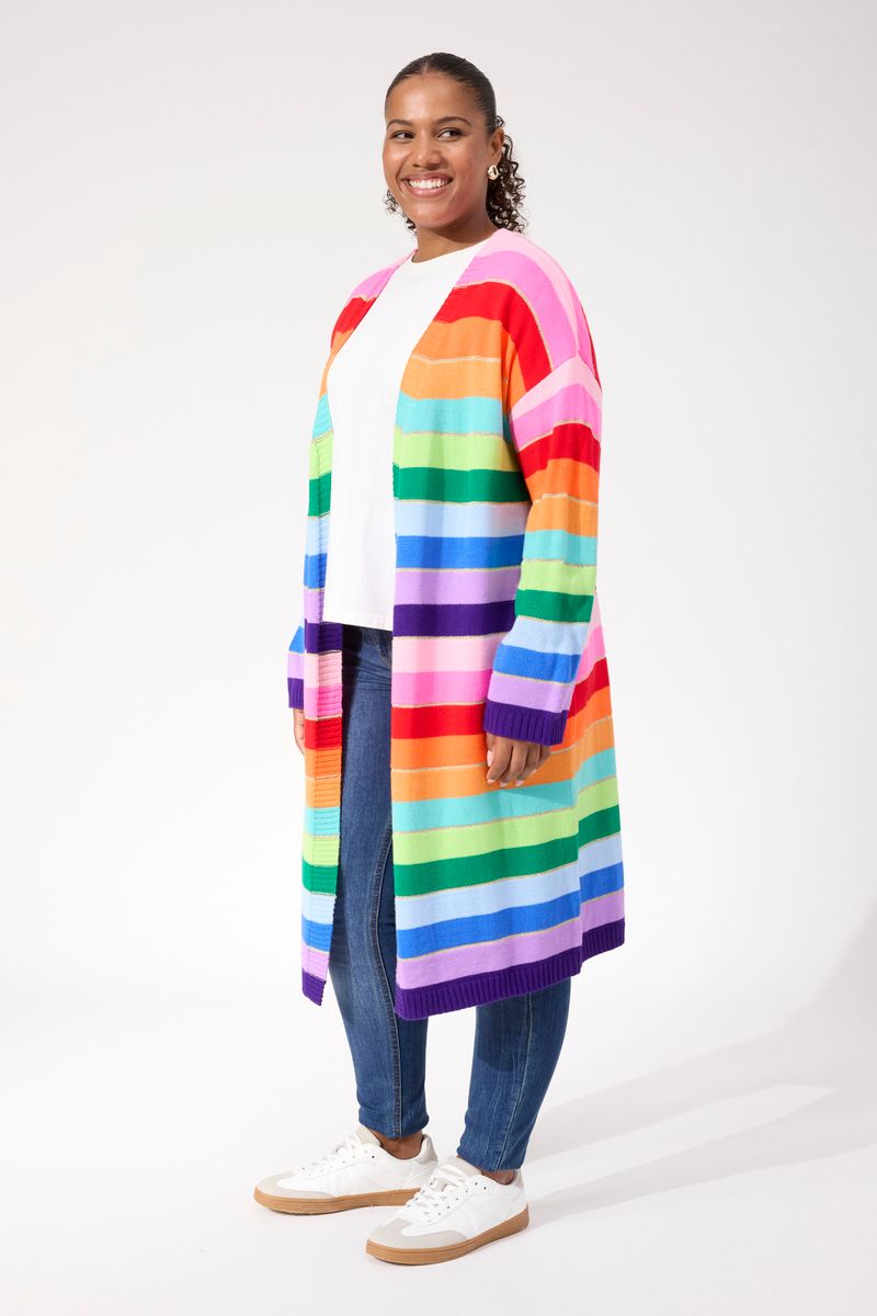 Haven Women's Longline Rainbow Stripe Niseko Cardigan | Gretel Lane