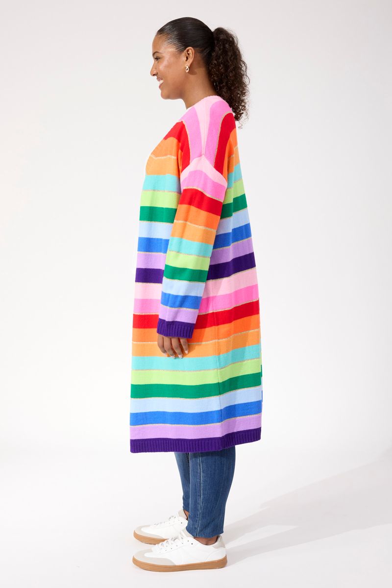 Haven Women's Longline Rainbow Stripe Niseko Cardigan | Gretel Lane