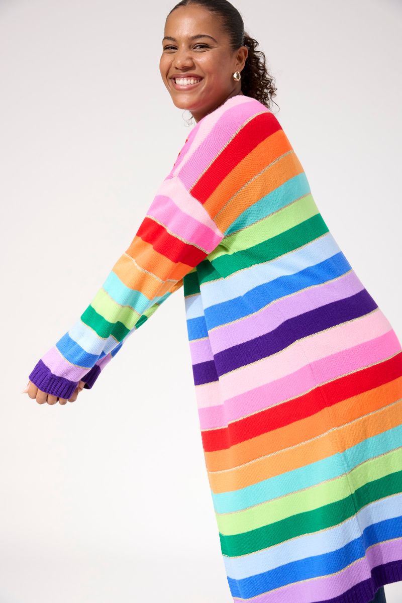 Haven Women's Longline Rainbow Stripe Niseko Cardigan | Gretel Lane