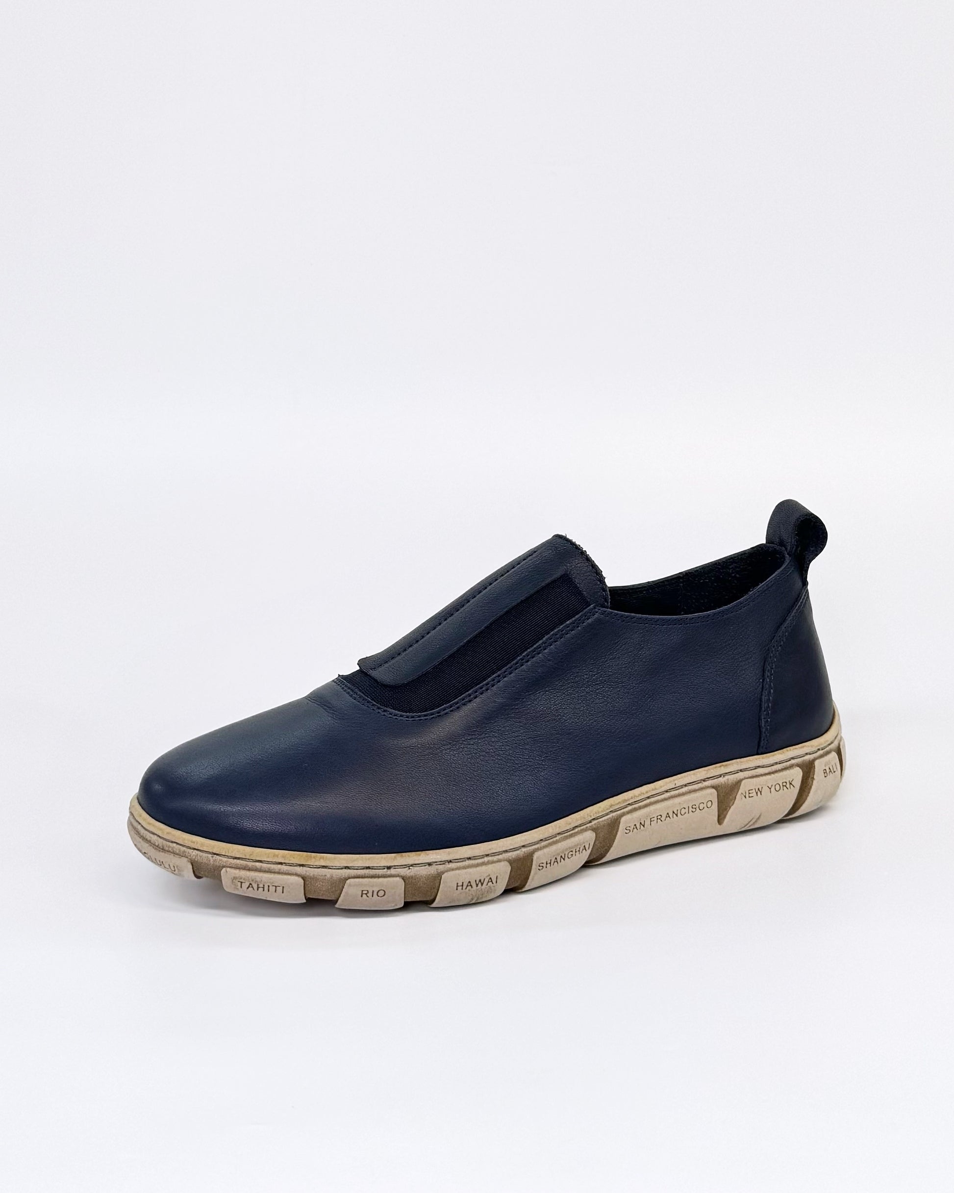 Thyme & Co Women's Navy Leather Slip on Nolina Sneaker | Gretel Lane