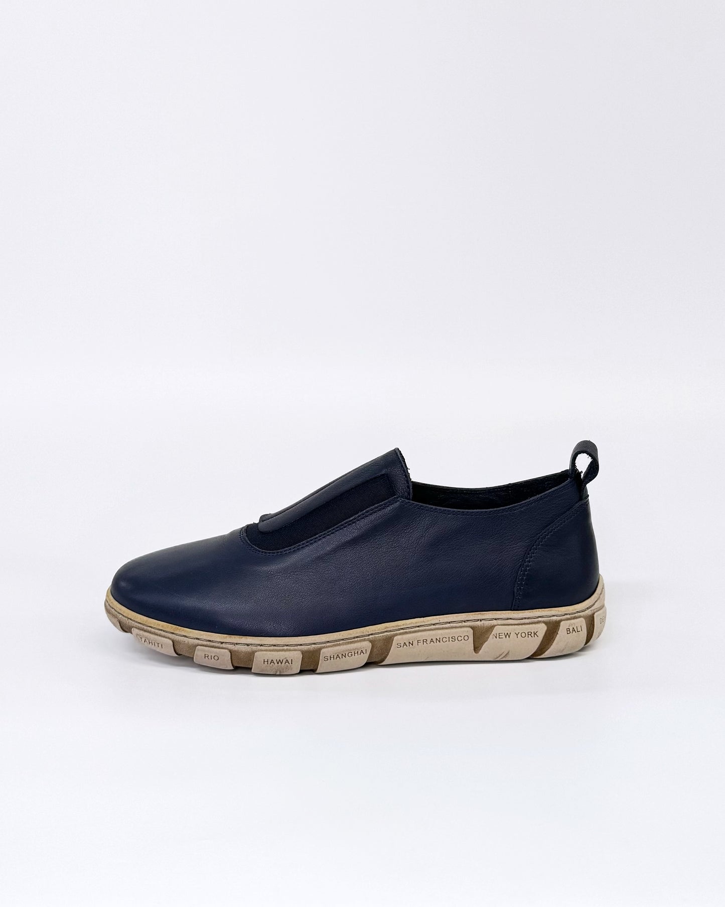 Thyme & Co Women's Navy Leather Slip on Nolina Sneaker | Gretel Lane