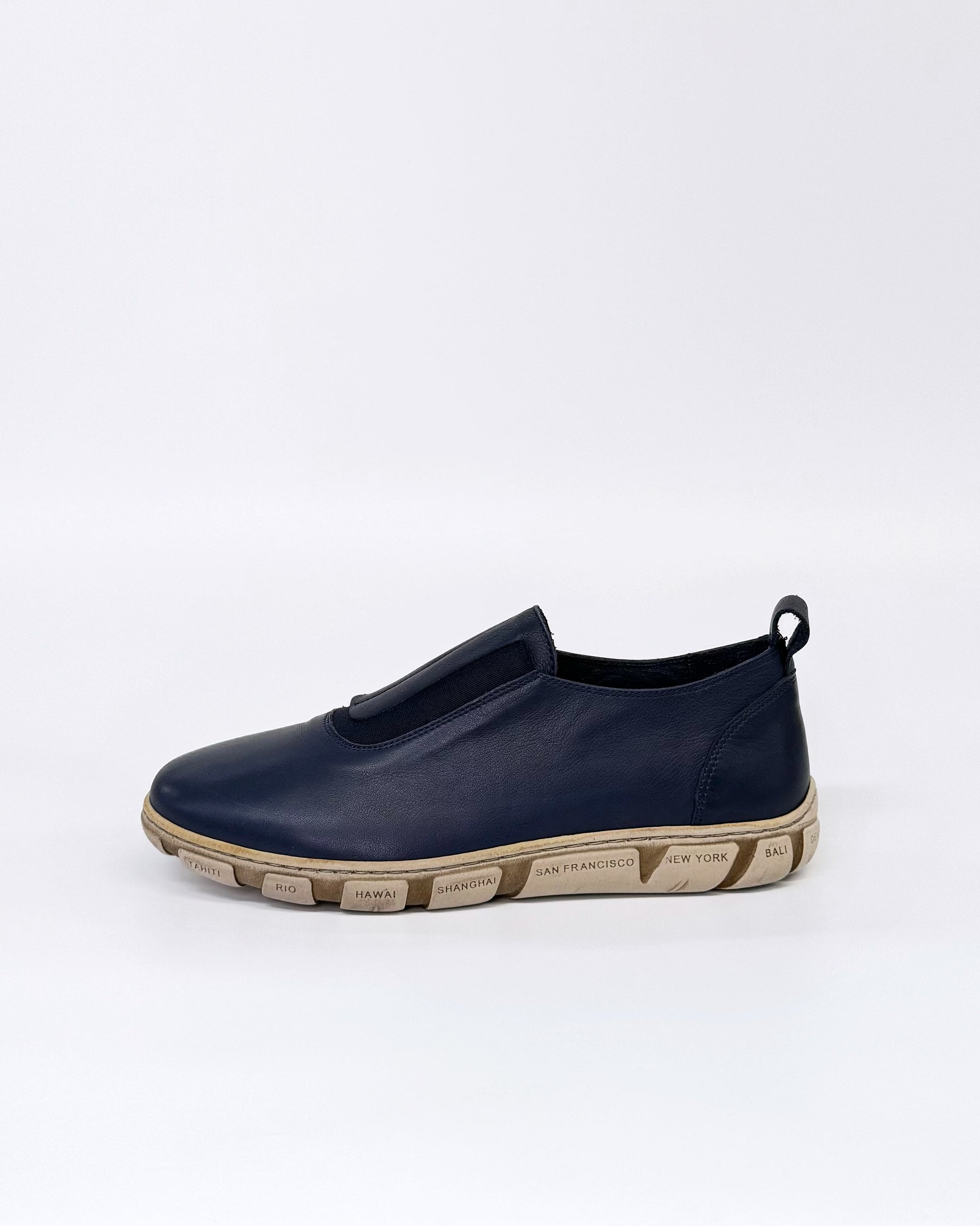 Thyme & Co Women's Navy Leather Slip on Nolina Sneaker | Gretel Lane