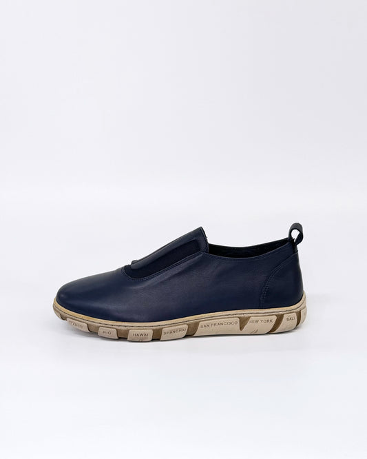 Thyme & Co Women's Navy Leather Slip on Nolina Sneaker | Gretel Lane