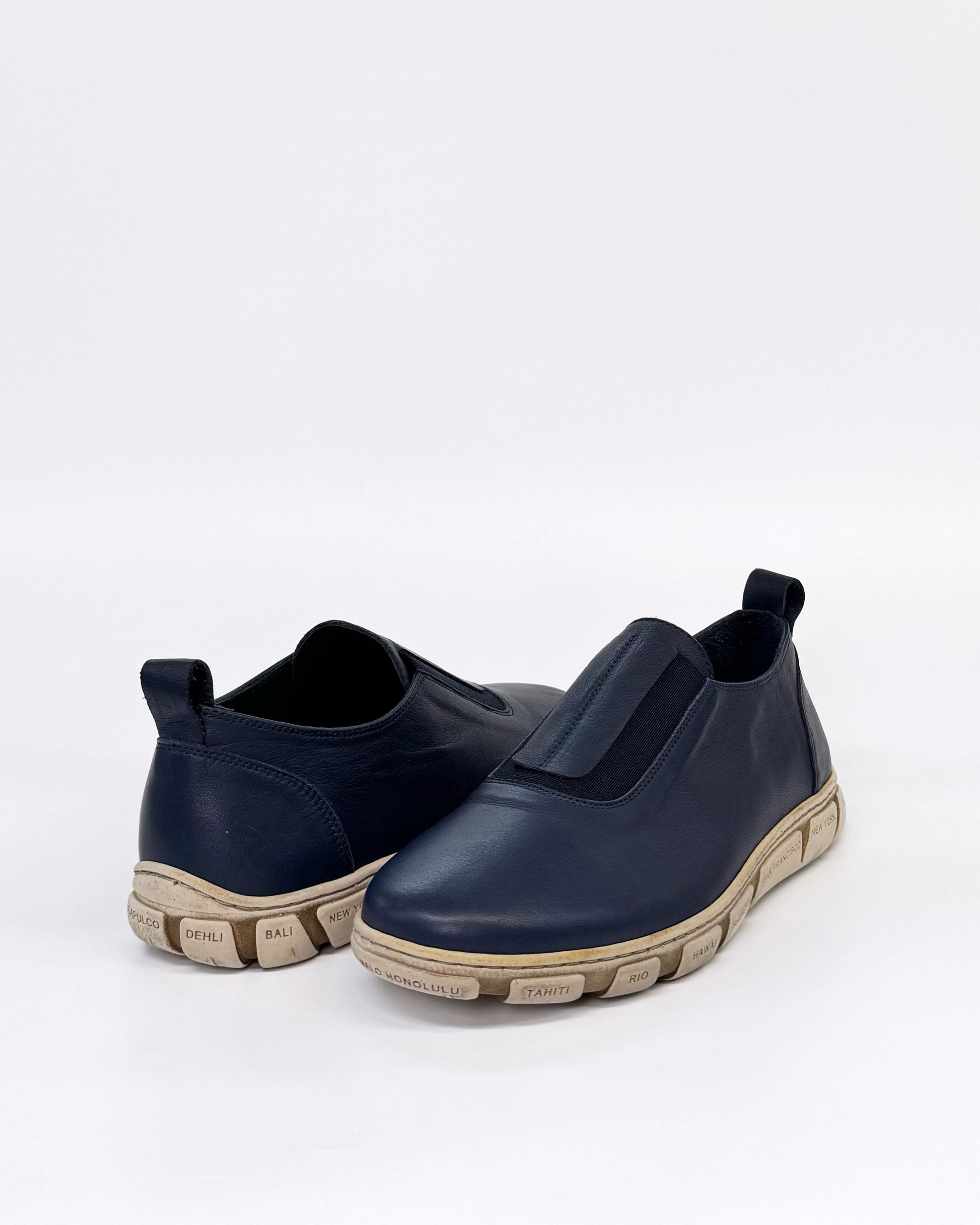 Thyme & Co Women's Navy Leather Slip on Nolina Sneaker | Gretel Lane