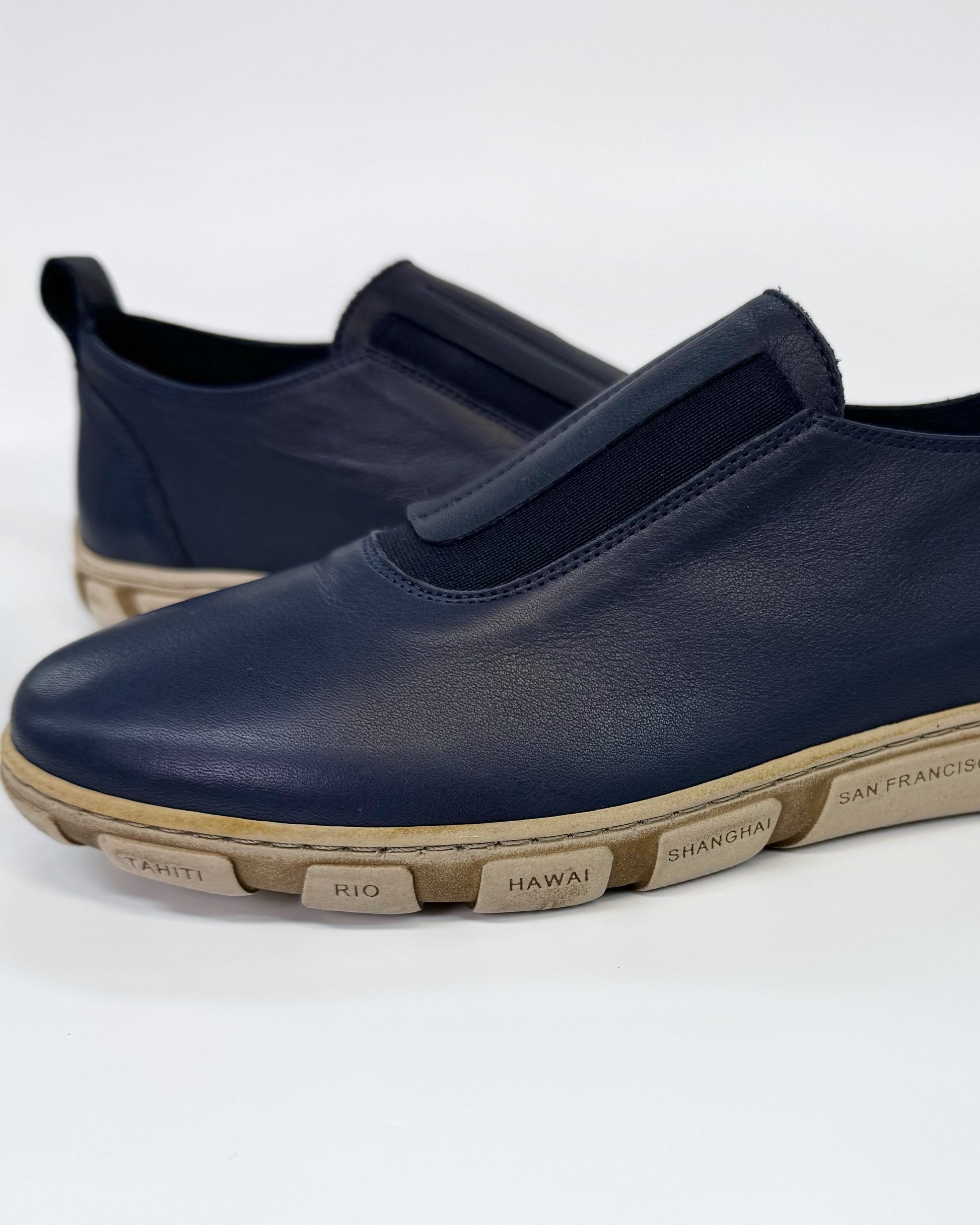 Thyme & Co Women's Navy Leather Slip on Nolina Sneaker | Gretel Lane