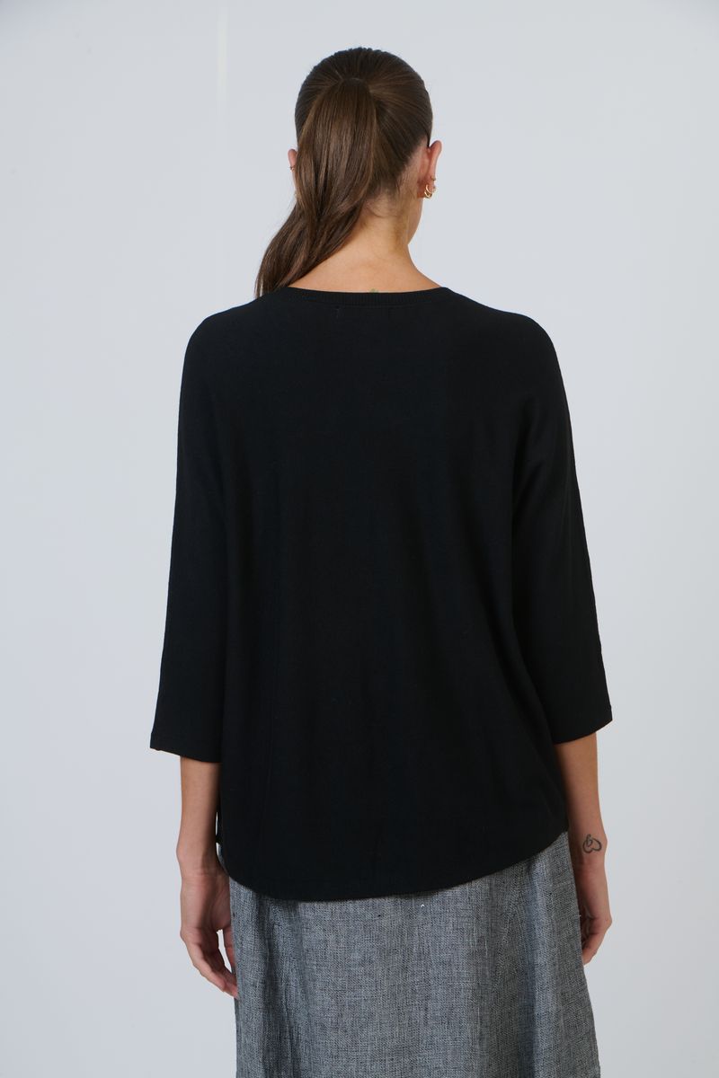 Naturals by O&J OJ-W41 Women's 3/4 Sleeve Knit Jumper Black | Women's Clothing | Gretel Lane