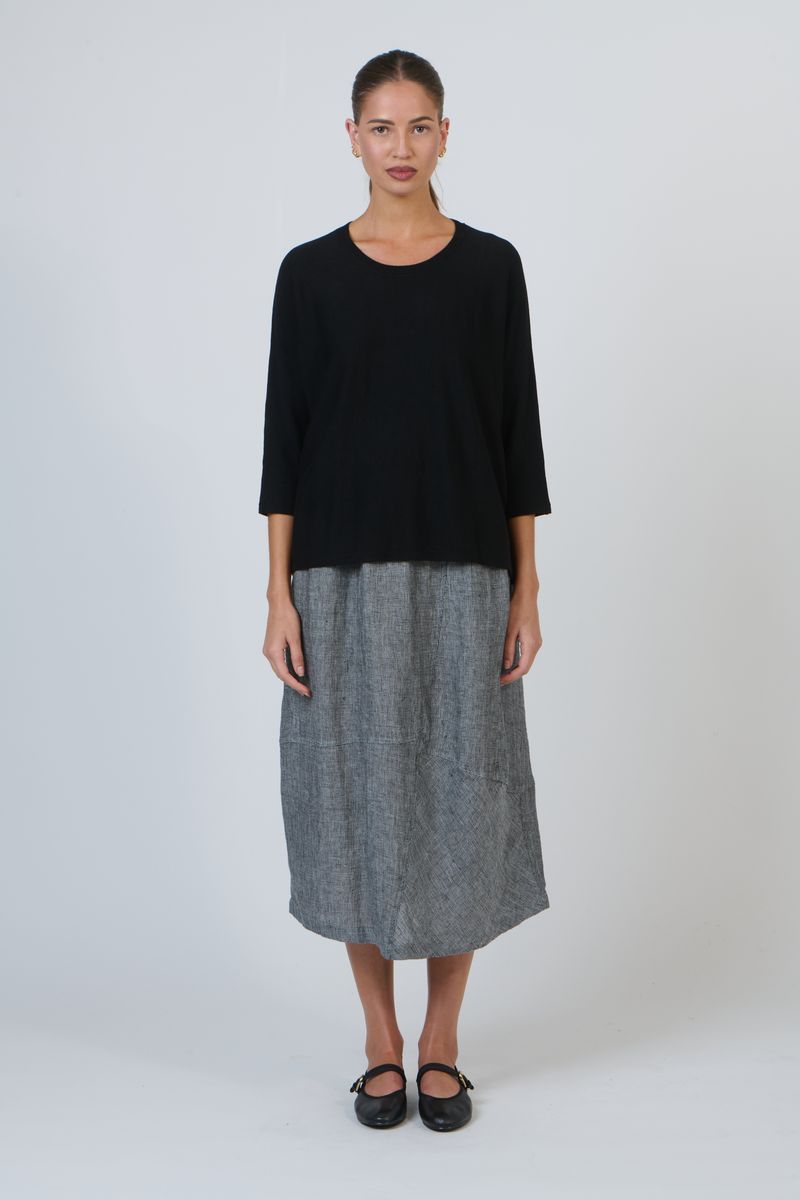 Naturals by O&J OJ-W41 Women's 3/4 Sleeve Knit Jumper Black | Women's Clothing | Gretel Lane