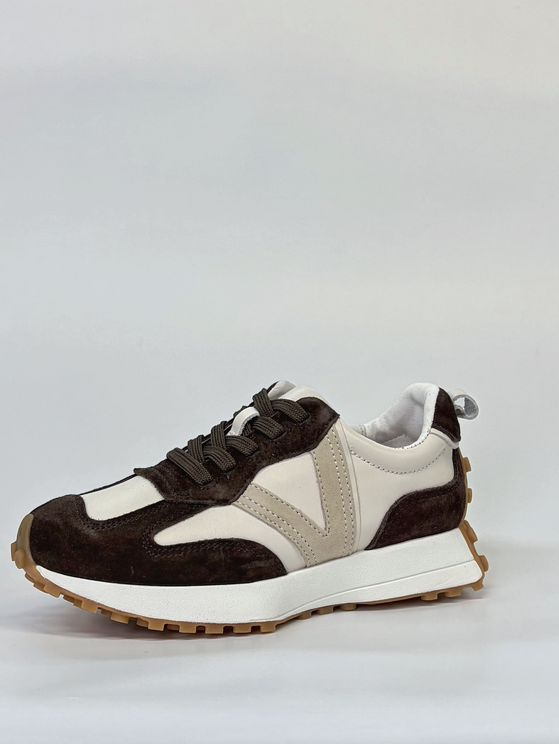 Django & Juliette Orange Casual Leather Sneaker Choc-Camel Multi | Women's Sneakers | Gretel Lane