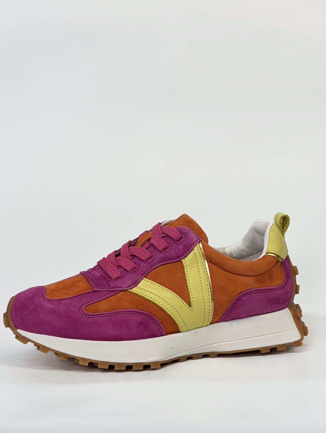 Django & Juliette Orange Casual Suede Leather Sneaker Fuchsia-Yellow Multi | Women's Sneakers | Gretel Lane