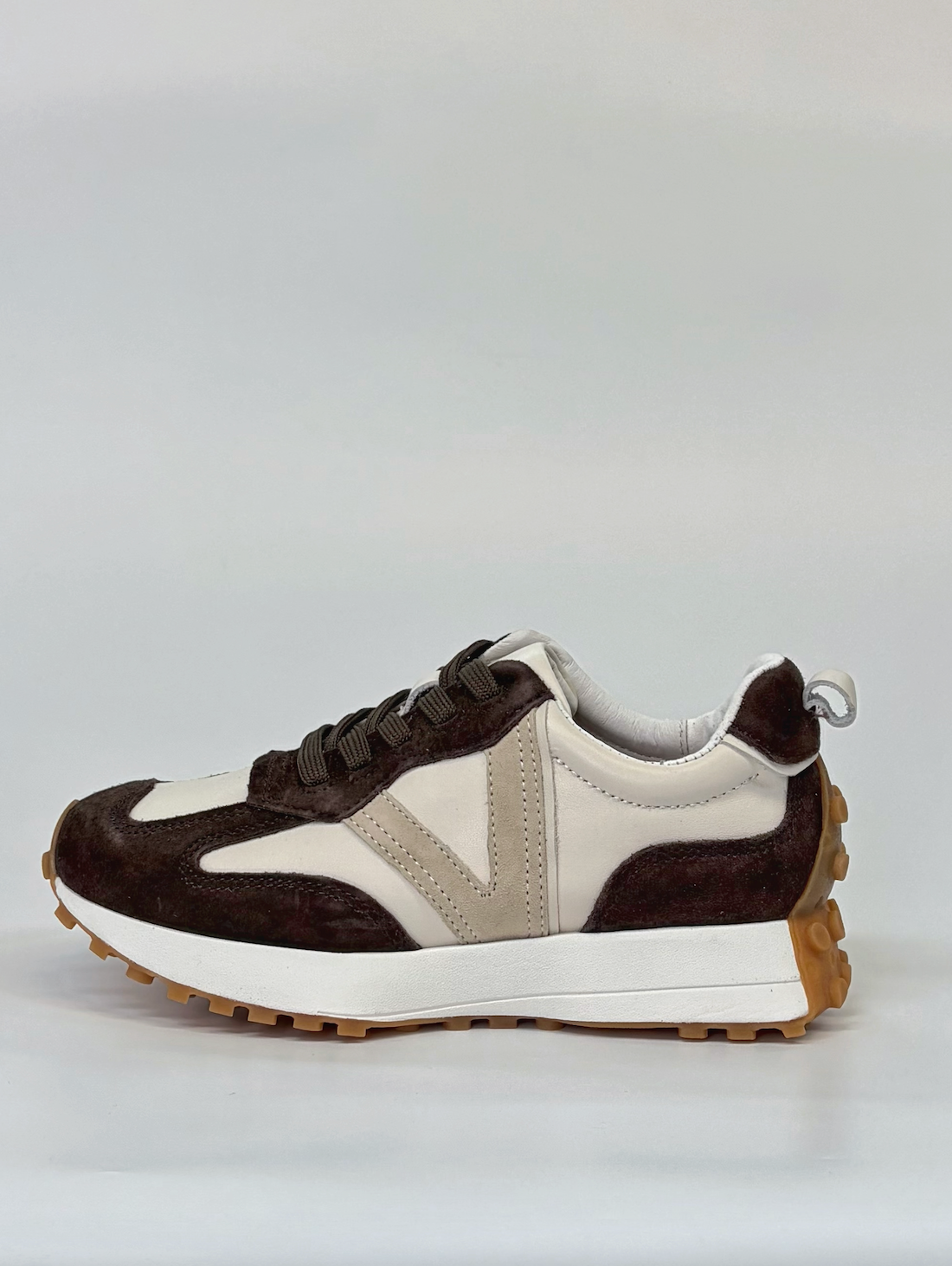 Django & Juliette Orange Casual Leather Sneaker Choc-Camel Multi | Women's Sneakers | Gretel Lane