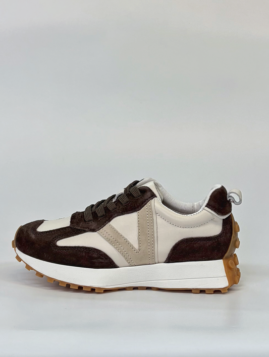 Django & Juliette Orange Casual Leather Sneaker Choc-Camel Multi | Women's Sneakers | Gretel Lane
