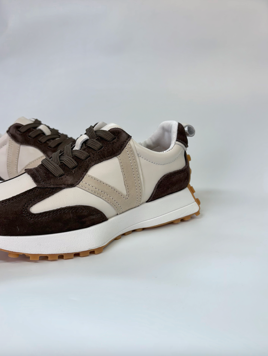 Django & Juliette Orange Casual Leather Sneaker Choc-Camel Multi | Women's Sneakers | Gretel Lane