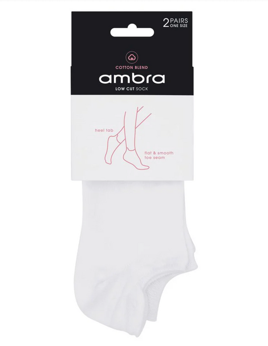 Ambra Organic Cotton Low Cut Sock - 2 Pair Pack in White | Women's Socks | Gretel Lane