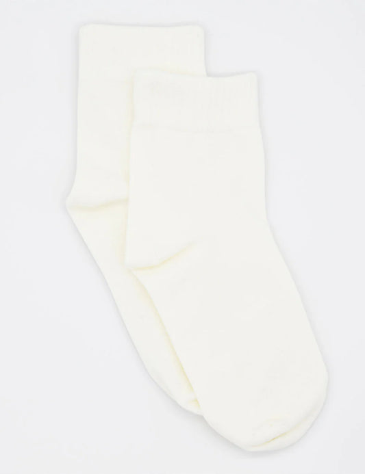 Organic Cotton Rib Crew Sock (Buttercream)