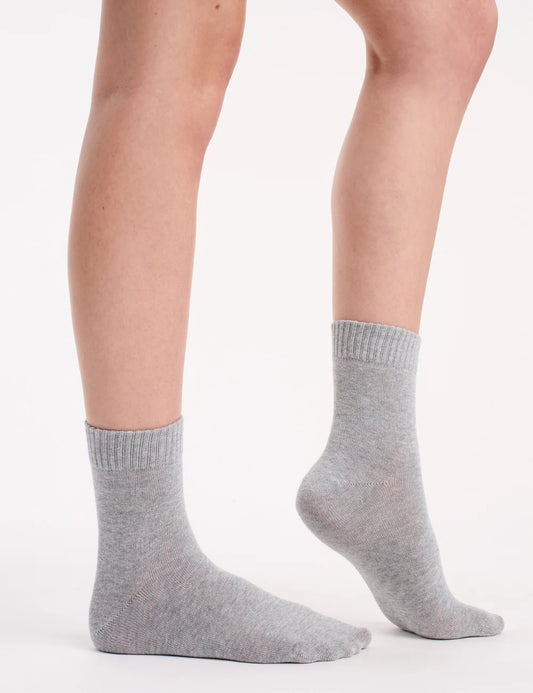 Organic Cotton Rib Crew Sock (Grey Marle)