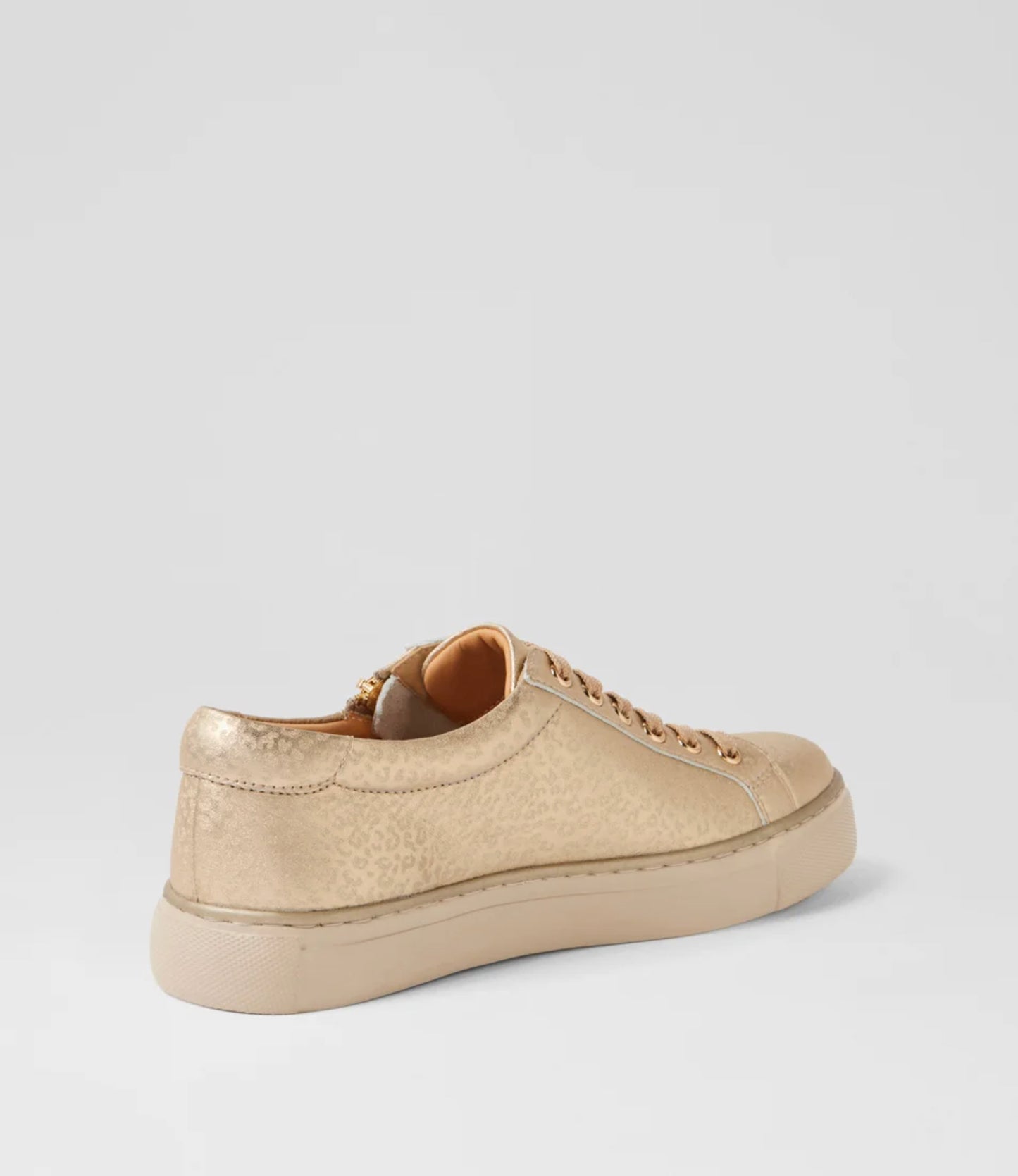 Ziera Pamela Arch Support Zip Sneaker Gold Cheetah Leather | Women's Shoes | Gretel Lane
