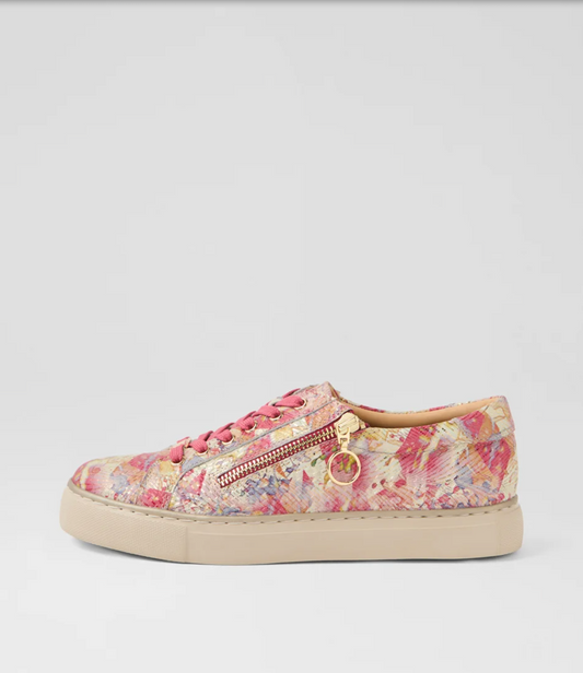 Pamela Pink Woven Leather Sneaker | Gretel Lane