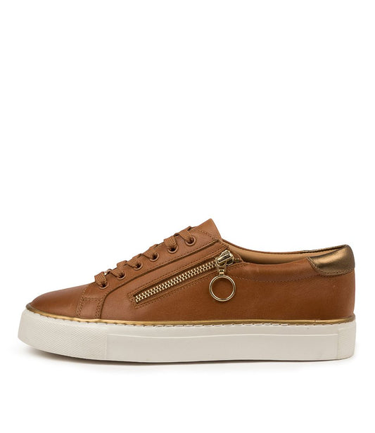 Ziera Women's Tan Zip up Pamela Sneaker | Gretel Lane
