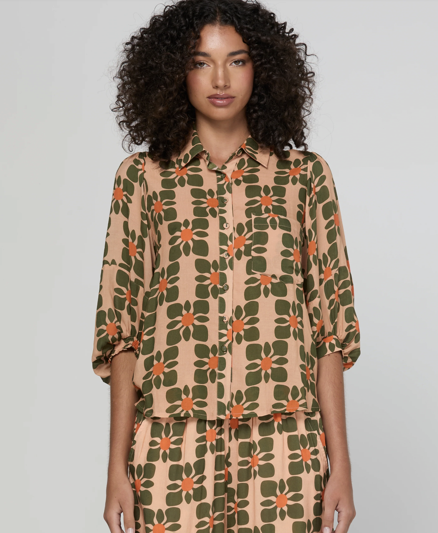 Boom Shankar Pari Button Through Rayon Shirt Dahlia Print | Women's Clothing | Gretel Lane