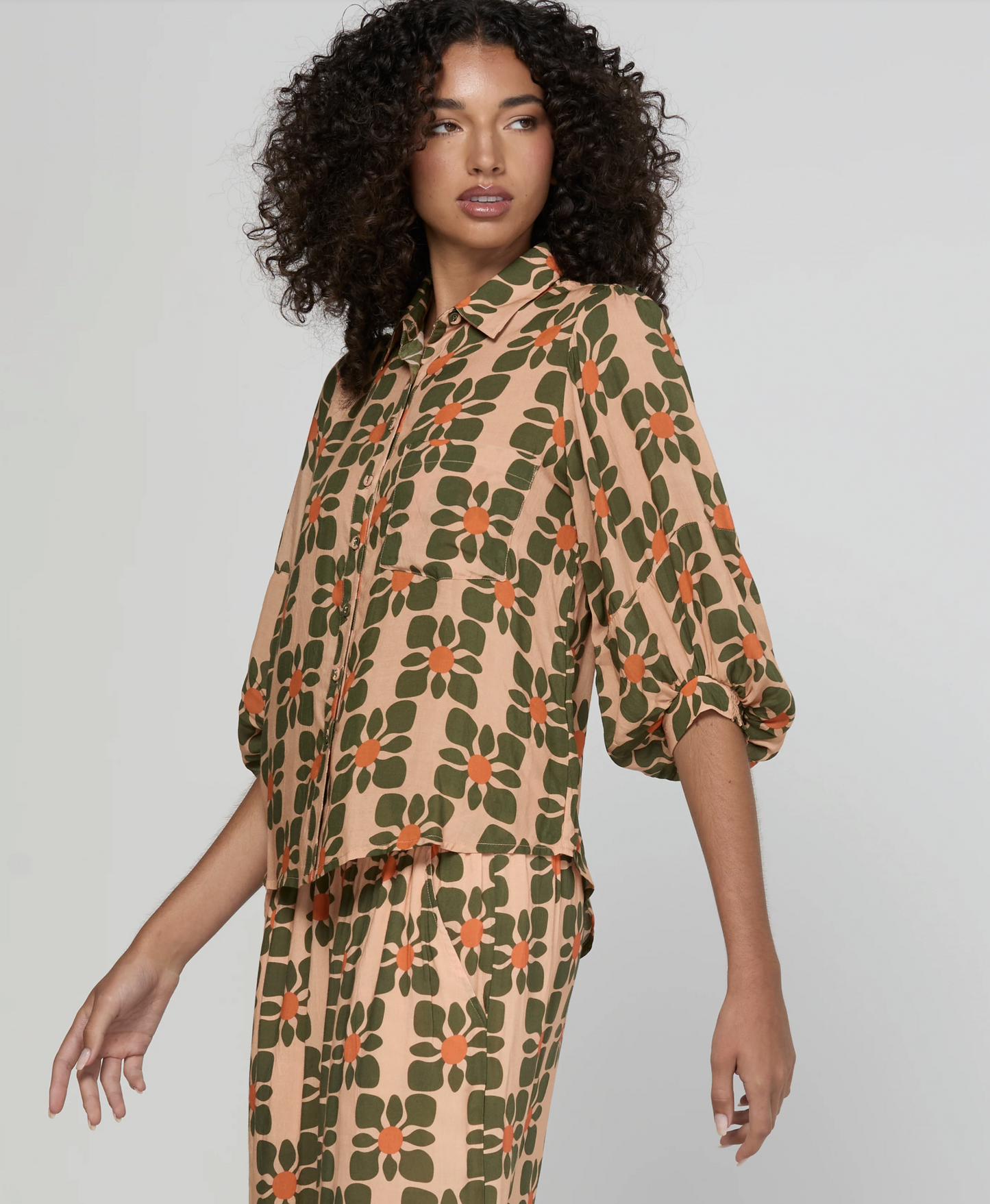 Boom Shankar Pari Button Through Rayon Shirt Dahlia Print | Women's Clothing | Gretel Lane