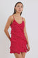 Passion Bias Ruffle Mini Slip Dress (Cherry Ditsy Polka Dot)