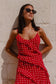 Passion Bias Ruffle Mini Slip Dress (Cherry Ditsy Polka Dot)