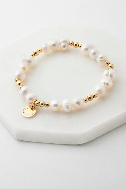 Pearl & Bead Bracelet (Gold)