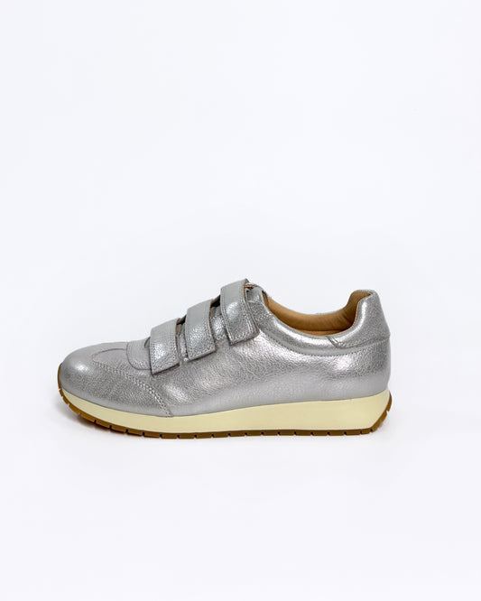 Women's Silver Velcro Sneaker | Gretel Lane