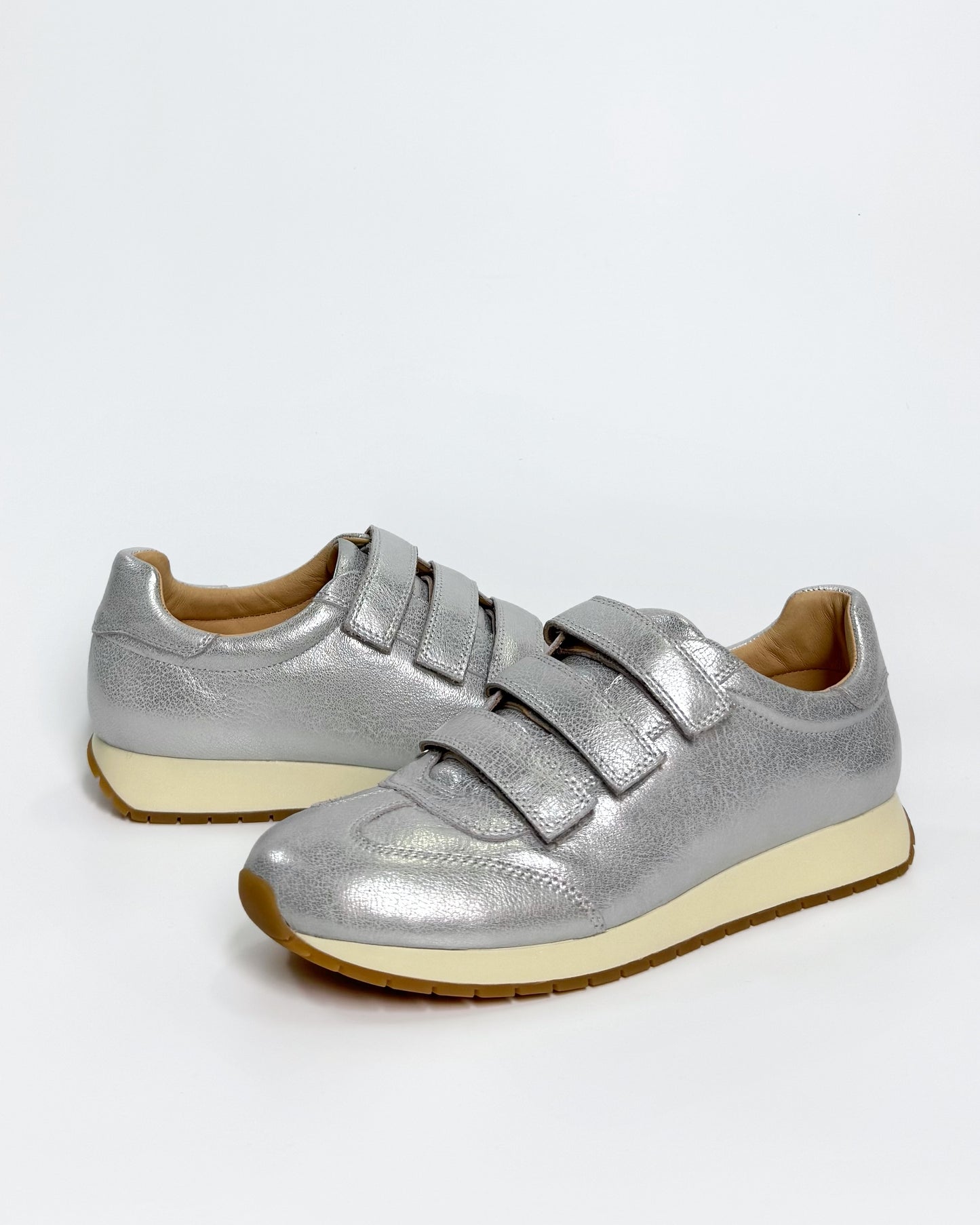 Women's Silver Velcro Sneaker | Gretel Lane