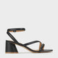 EOS Petricia Strappy Mid Block Heel Sandal Black Leather | Women's Heels | Gretel Lane