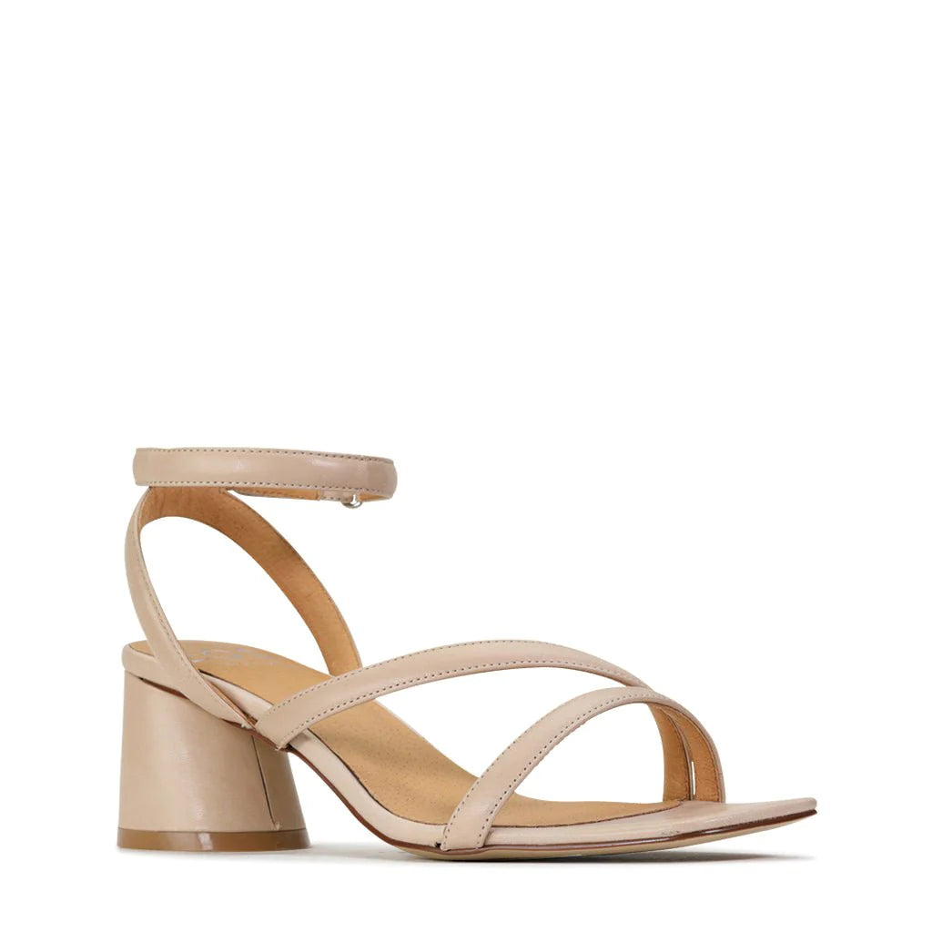 EOS Petricia Strappy Mid Heel Sandal Nude Leather | Women's Heels | Gretel Lane