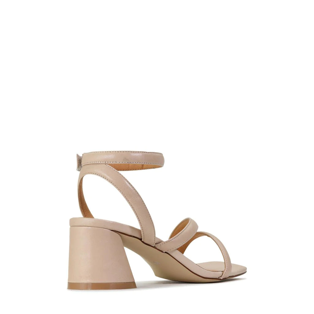 EOS Petricia Strappy Mid Heel Sandal Nude Leather | Women's Heels | Gretel Lane
