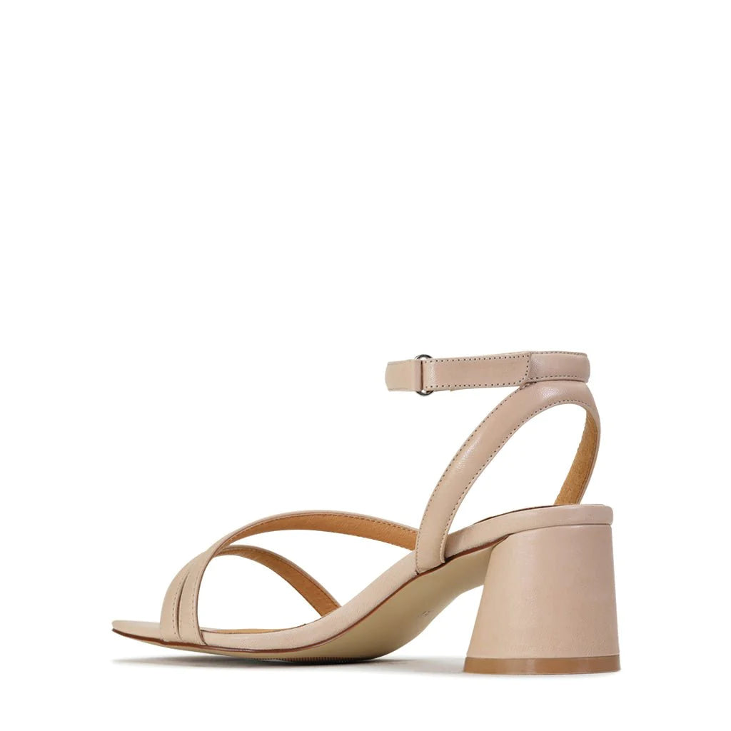 EOS Petricia Strappy Mid Heel Sandal Nude Leather | Women's Heels | Gretel Lane