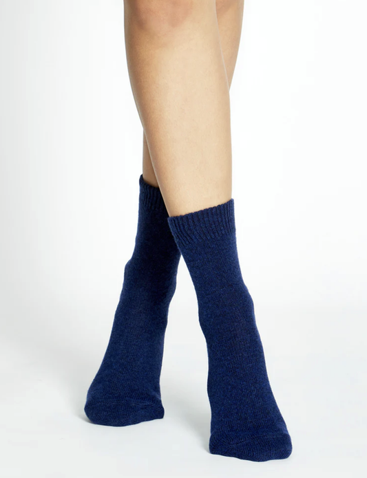 Levante Pina Wool Blend Crew Sock in Navy | Women's Socks | Gretel Lane