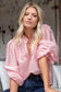 Premise Button Front High Neck Blouse (Blush Pink)