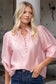 Premise Button Front High Neck Blouse (Blush Pink)