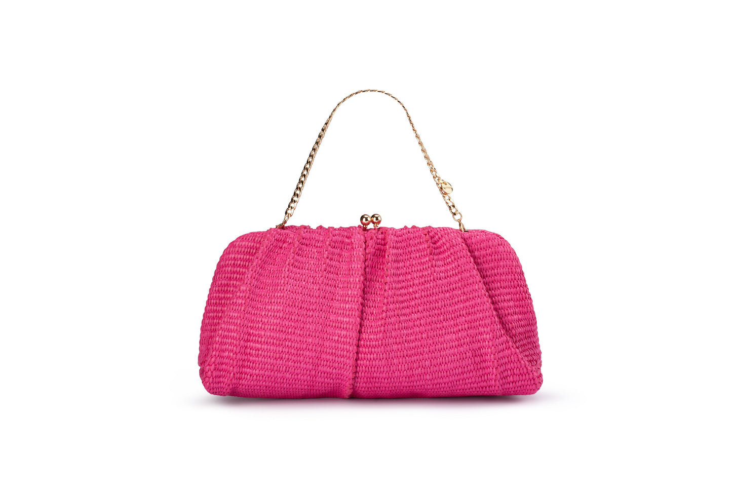 Queenie Gathered Woven Clutch (Pink)