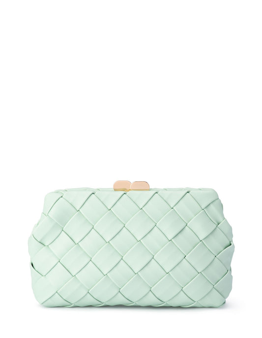 Quinn Women's Woven Clutch Bag in Mint Green | Gretel Lane