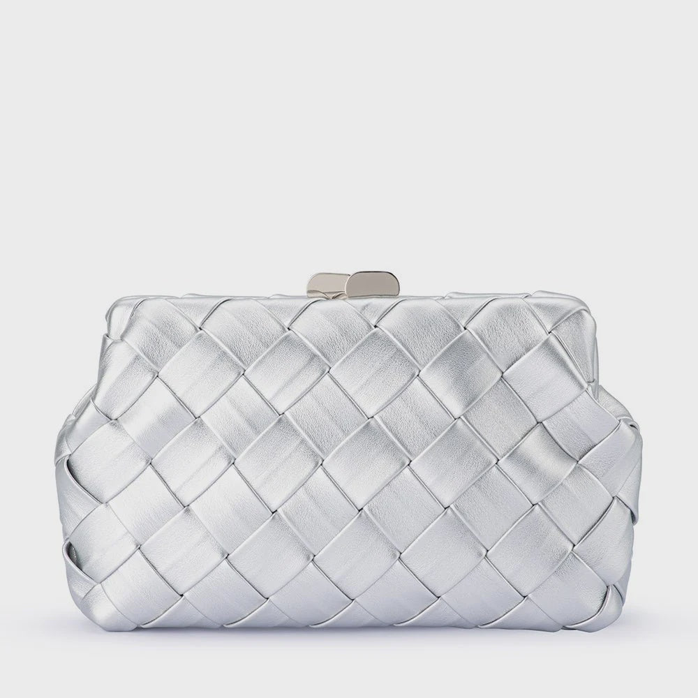 Quinn Woven Clutch (Silver)