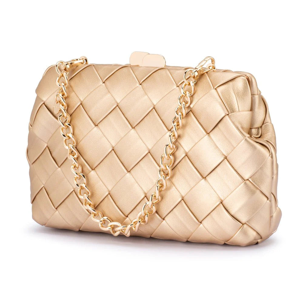 Quinn Woven Clutch (Gold)
