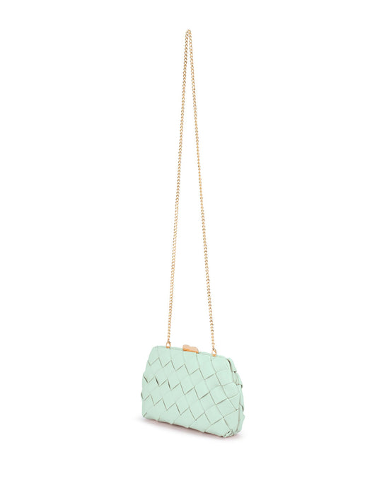 Quinn Women's Woven Clutch Bag in Mint Green | Gretel Lane