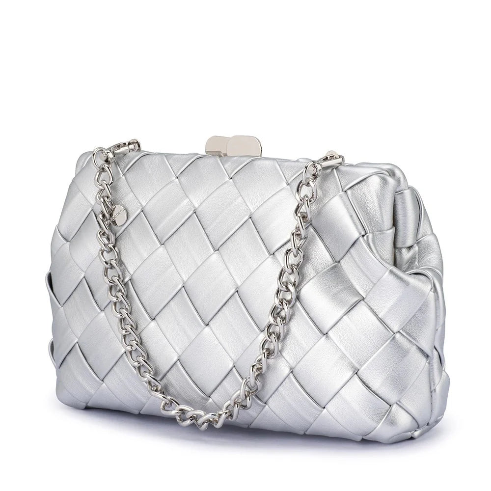 Quinn Woven Clutch (Silver)