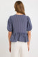Restore Tie Front Peplum SS Top (Navy Stripe)