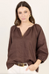 RE:UNION Revolutionary Linen Relaxed  Long Sleeve Top Dark Chocolate | Women's Clothing | Gretel Lane